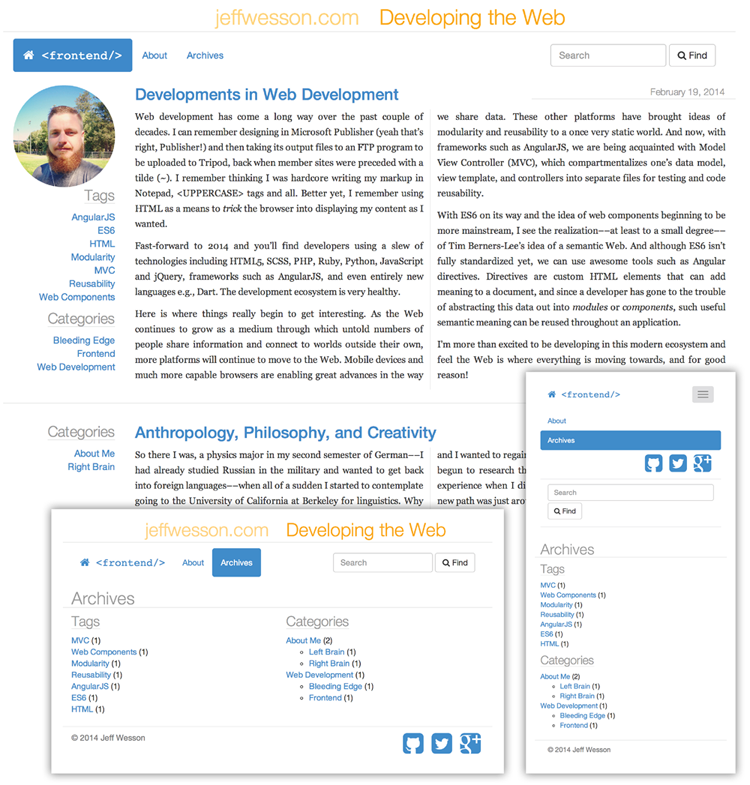 Screenshot of WordPress theme